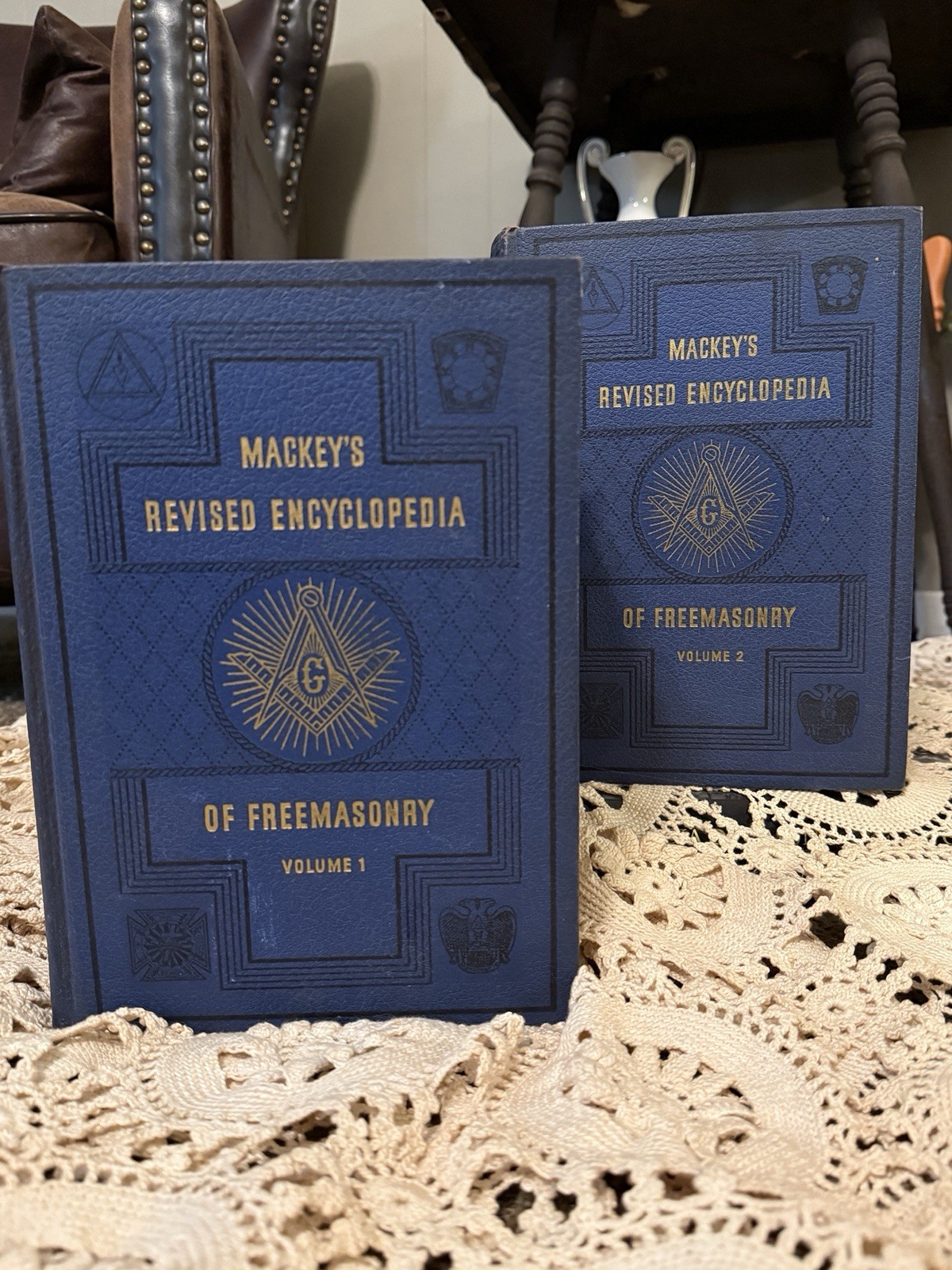 Rare: Mackey’s Revised Encyclopedia of Freemasonry Vol 1 & 2 1929 Embossed Gilt