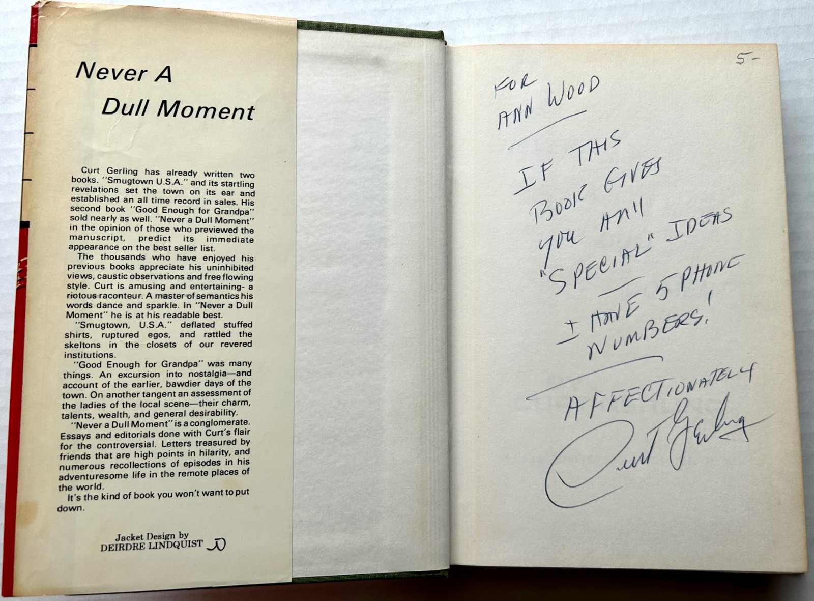 3 Curt Gerling books w/DJs Smugtown, Grandpa, Dull Moment, 2 SIGNED & 1st Ed’s