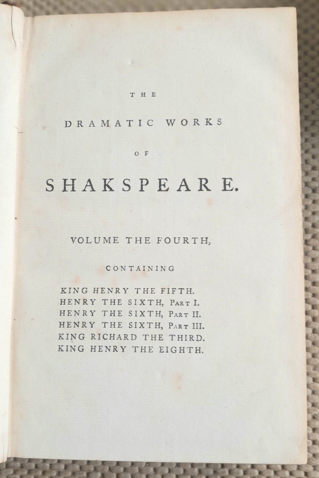 1700s THE WORKS OF WILLIAM SHAKESPEARE, FINE BINDINGS, GOOD CONDITION