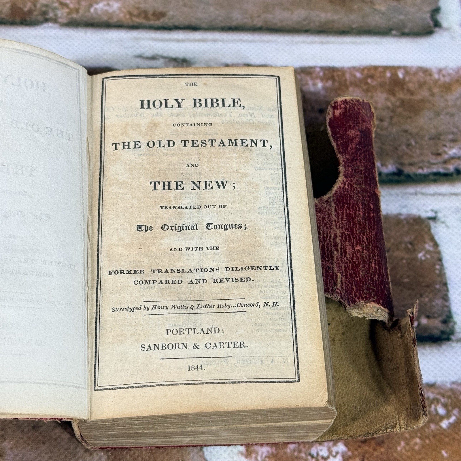 1844 KJV Holy Bible Sanborn & Carter Pocket Red 4.5″x3″ Amazing Condition