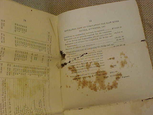 RARE 1881 NEW YORK & BROOKLYN BRIDGE REPORT TO TRUSTEES PAMPHLET