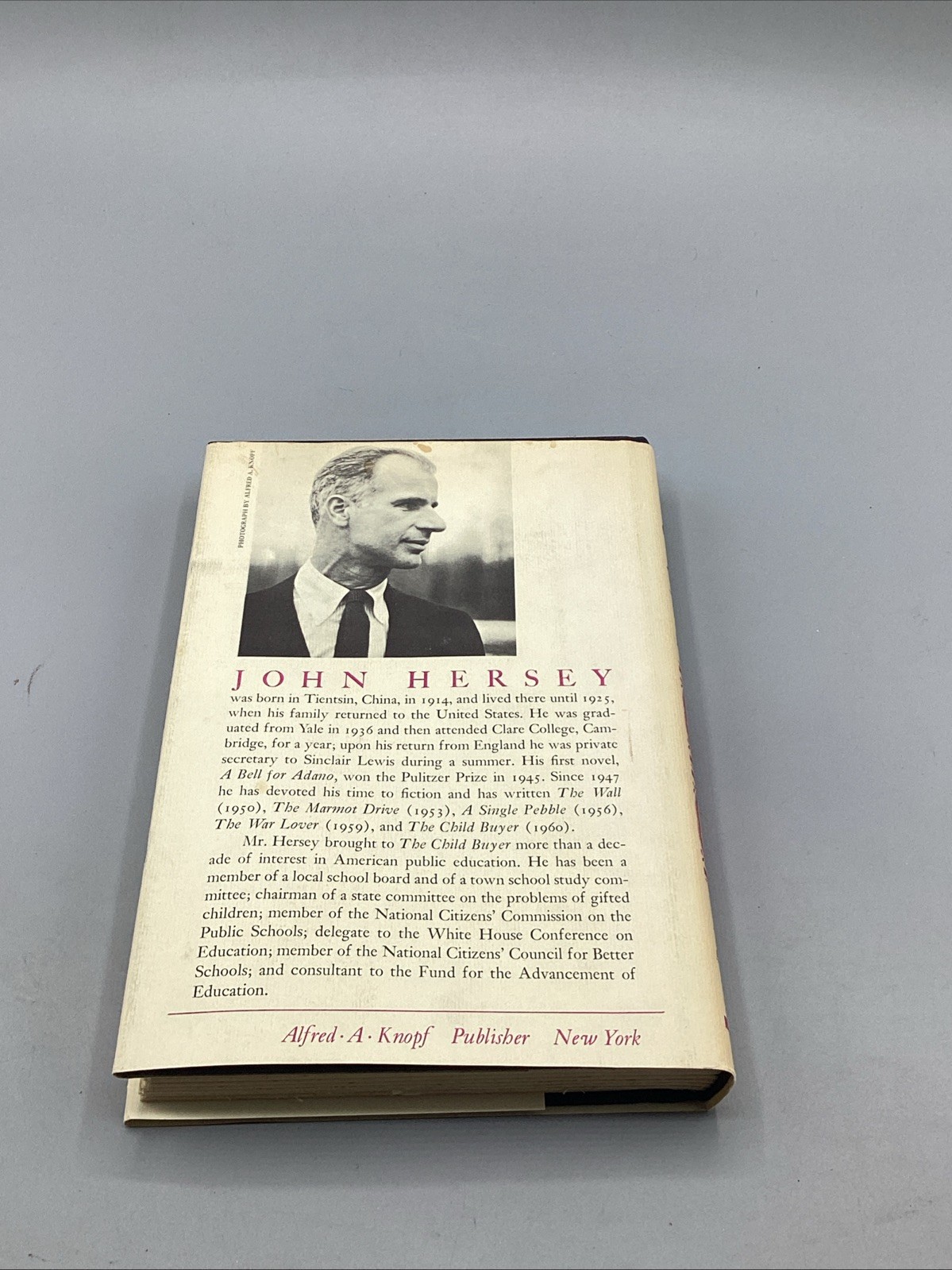 The Child Buyer John Hersey 1960 1st Edition HC/DJ Knopf Novel Book