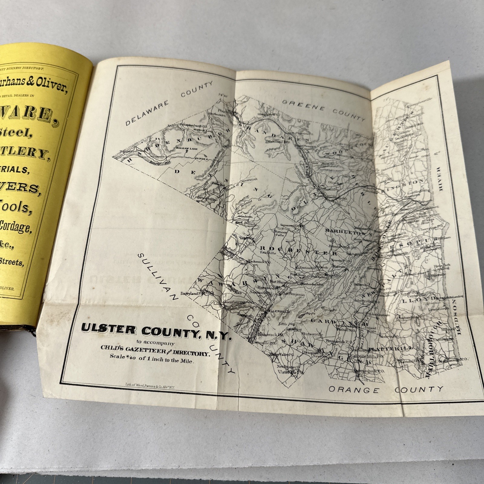 Gazetteer Business Directory Ulster County New York 1871 First Edition Book Map