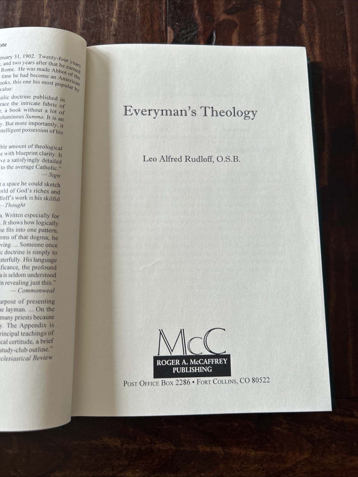 Everyman’s Theology; Leo Rudloff; Reprint Of 1942 Original; Catholic Theology