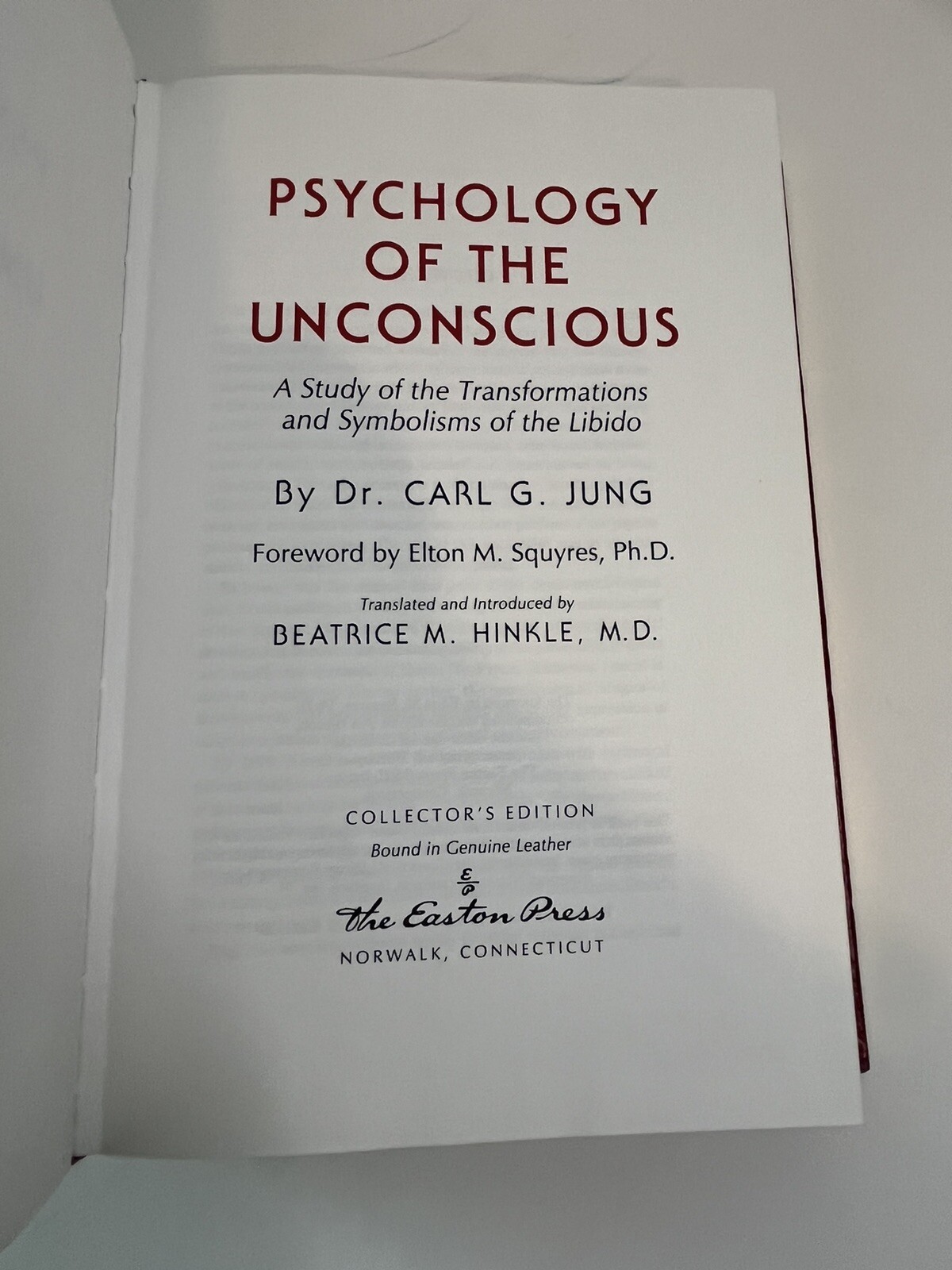 Psychology of the Unconscious by Carl G. Jung, Easton Press 1995 Leather Bound
