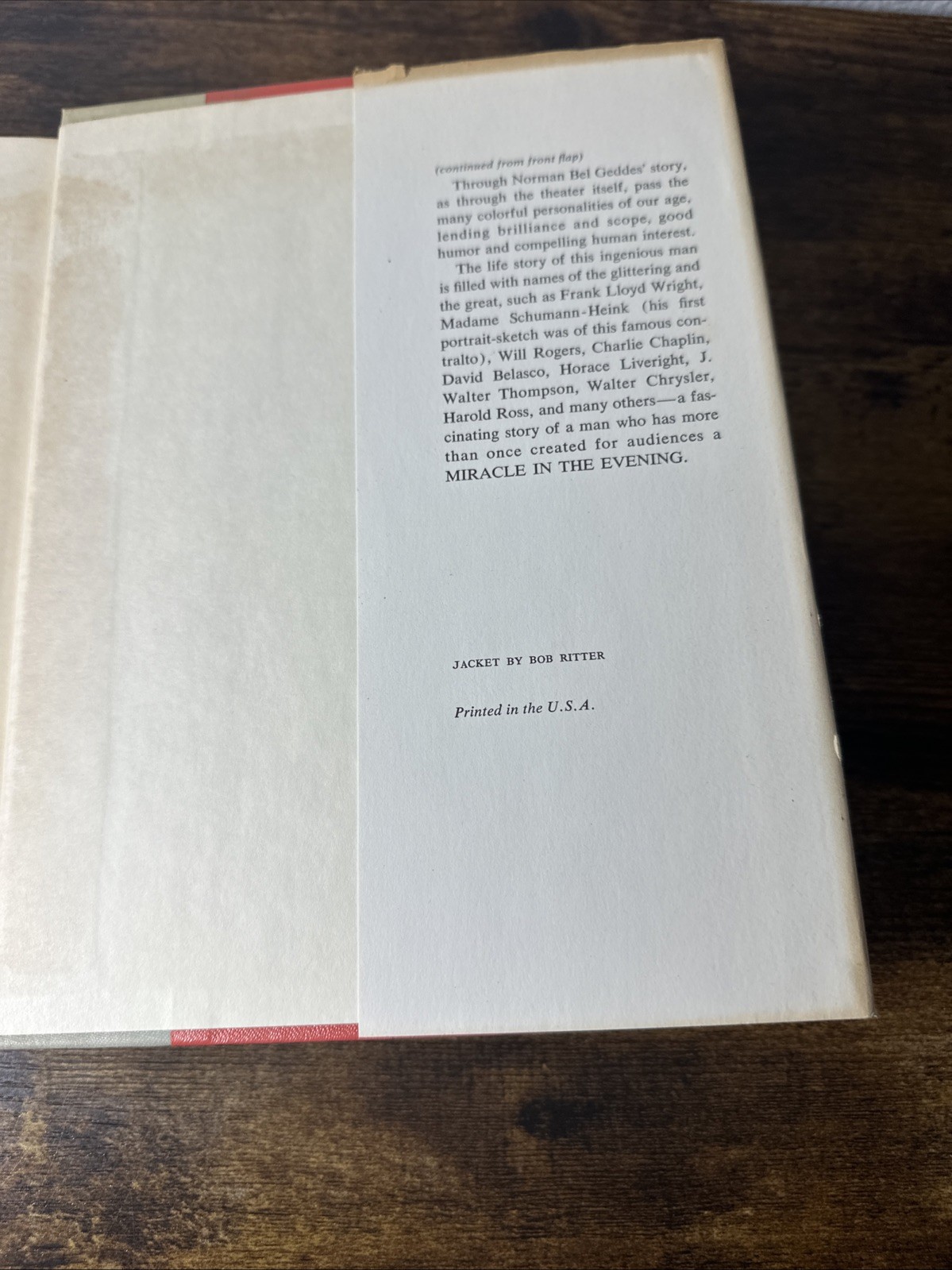 Miracle in the Evening An Autobiography by Norman Bel Geddes / 1st Edition 1960