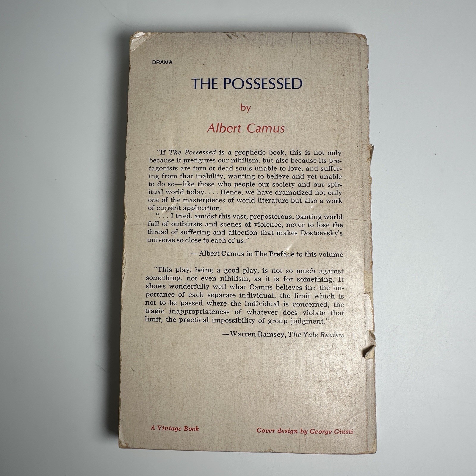 The Possessed Albert Camus Vintage Paperback Existential Drama Vintage Books