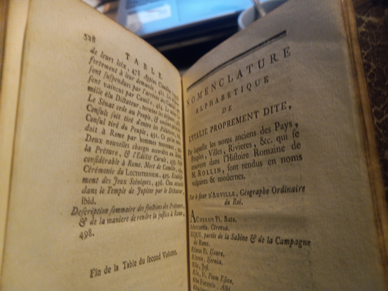 1782 HISTOIRE ROMAINE BY M ROLLIN FULL LEATHER VOLUME 2 ONLY, W/MAP OF ITALY!!