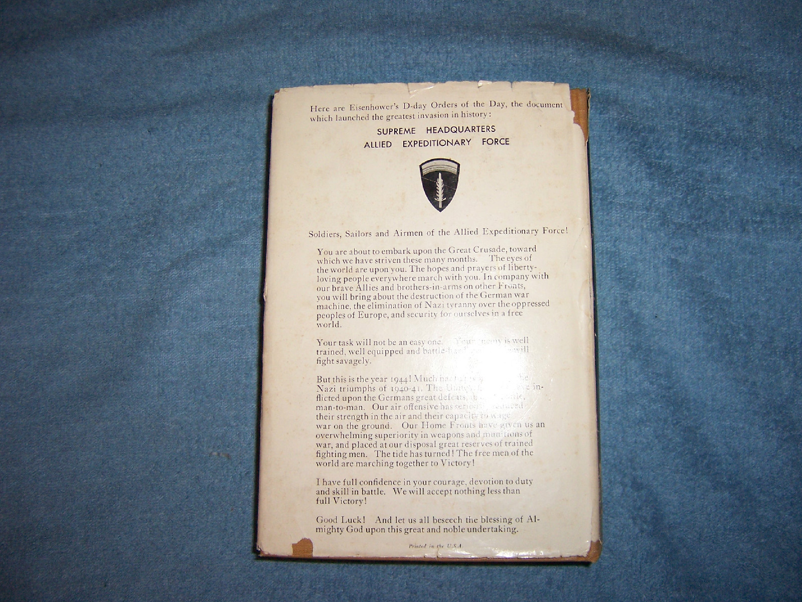 CRUSADE IN EUROPE by Dwight D. Eisenhower/1st Ed/HCDJ/War/Military/WWII 1939-45