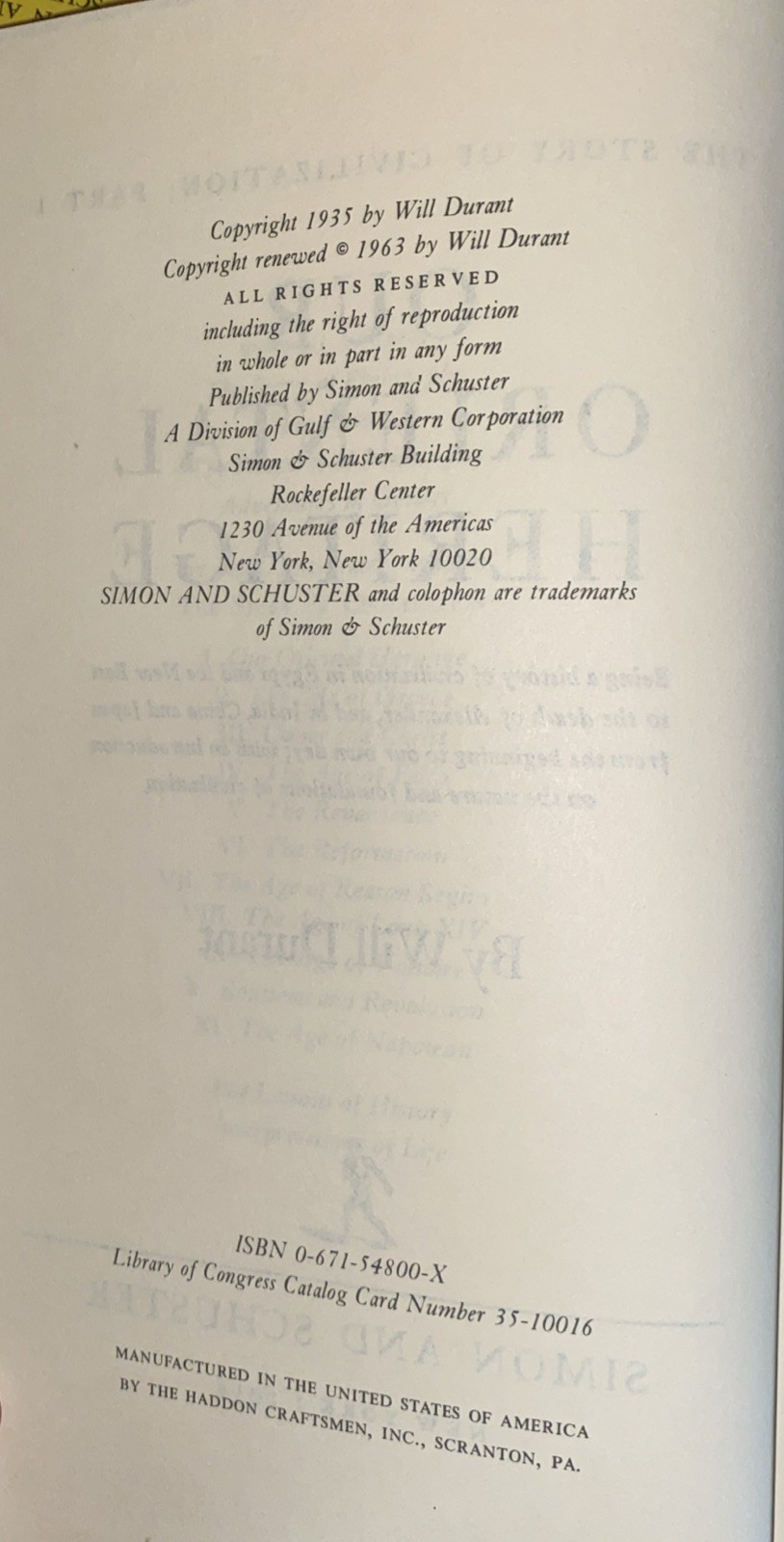 The Story of Civilization Series Complete Set Vol 1-11 HC/DJ Will & Ariel Durant