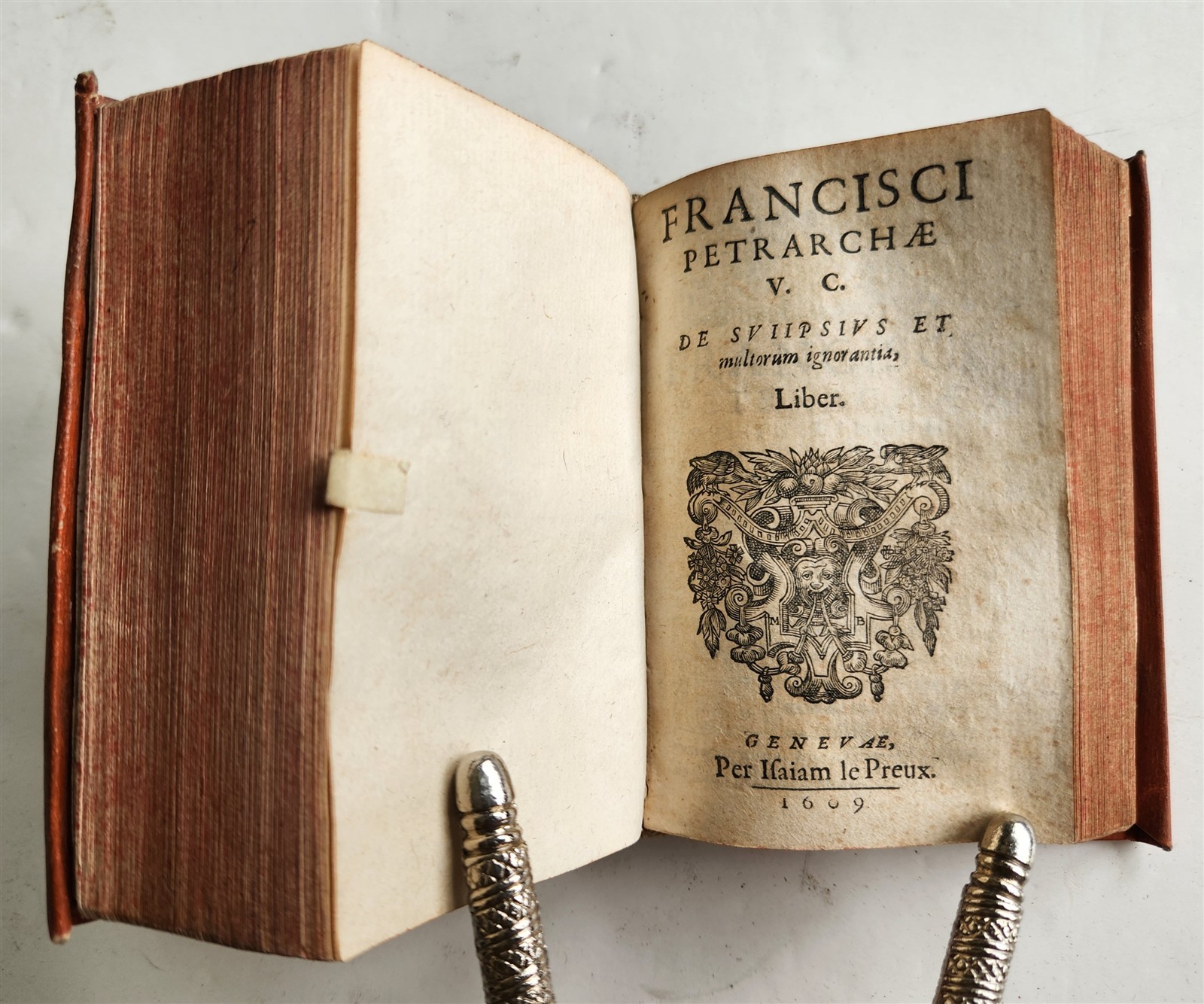 1595 PETRARCA philosophy on fortune & misfortune VELLUM BINDING 16th c. ANTIQUE