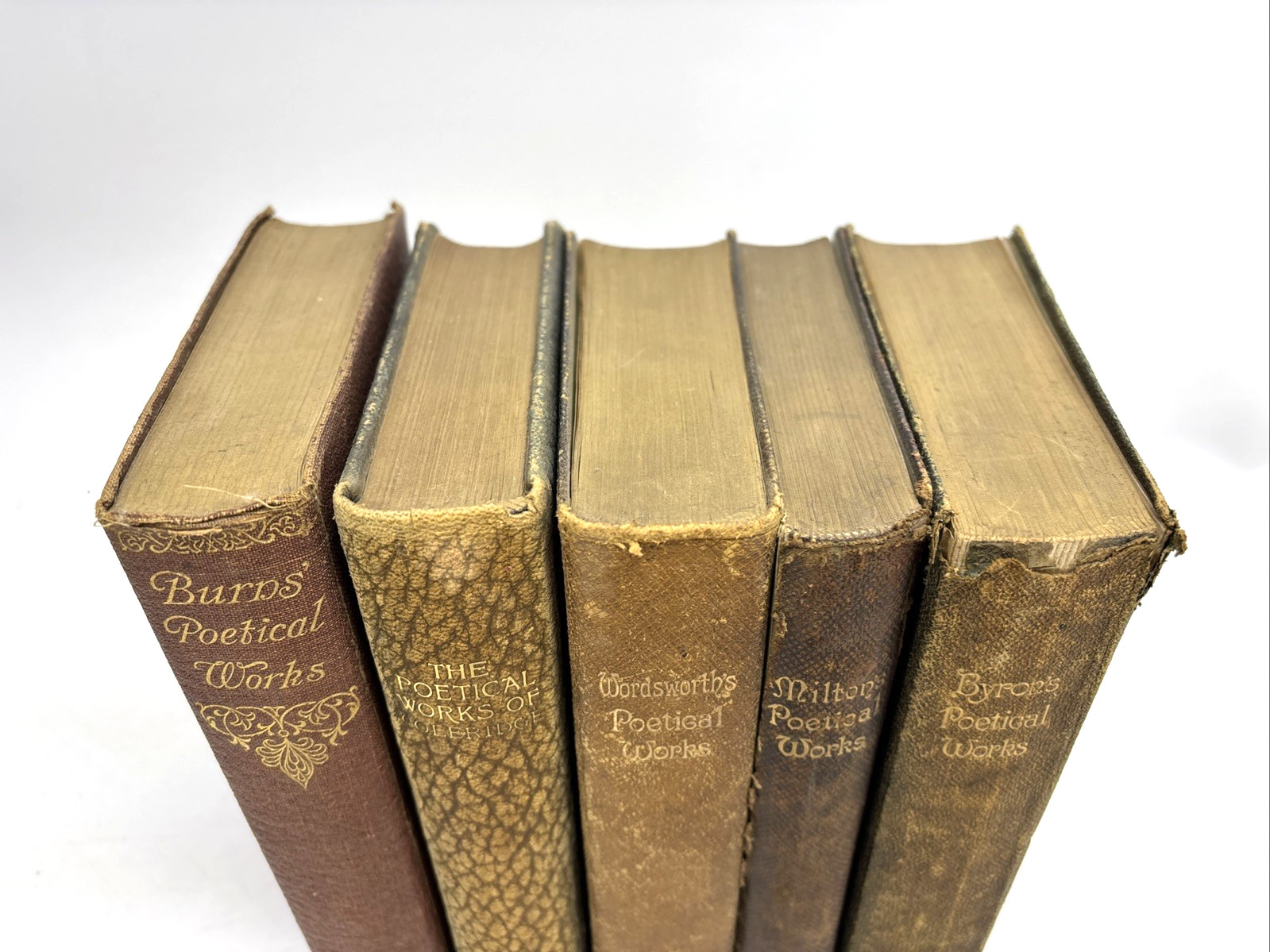 Distressed Old Faux Leather Poetry Books for Decoration. 16.5cm shelf space.