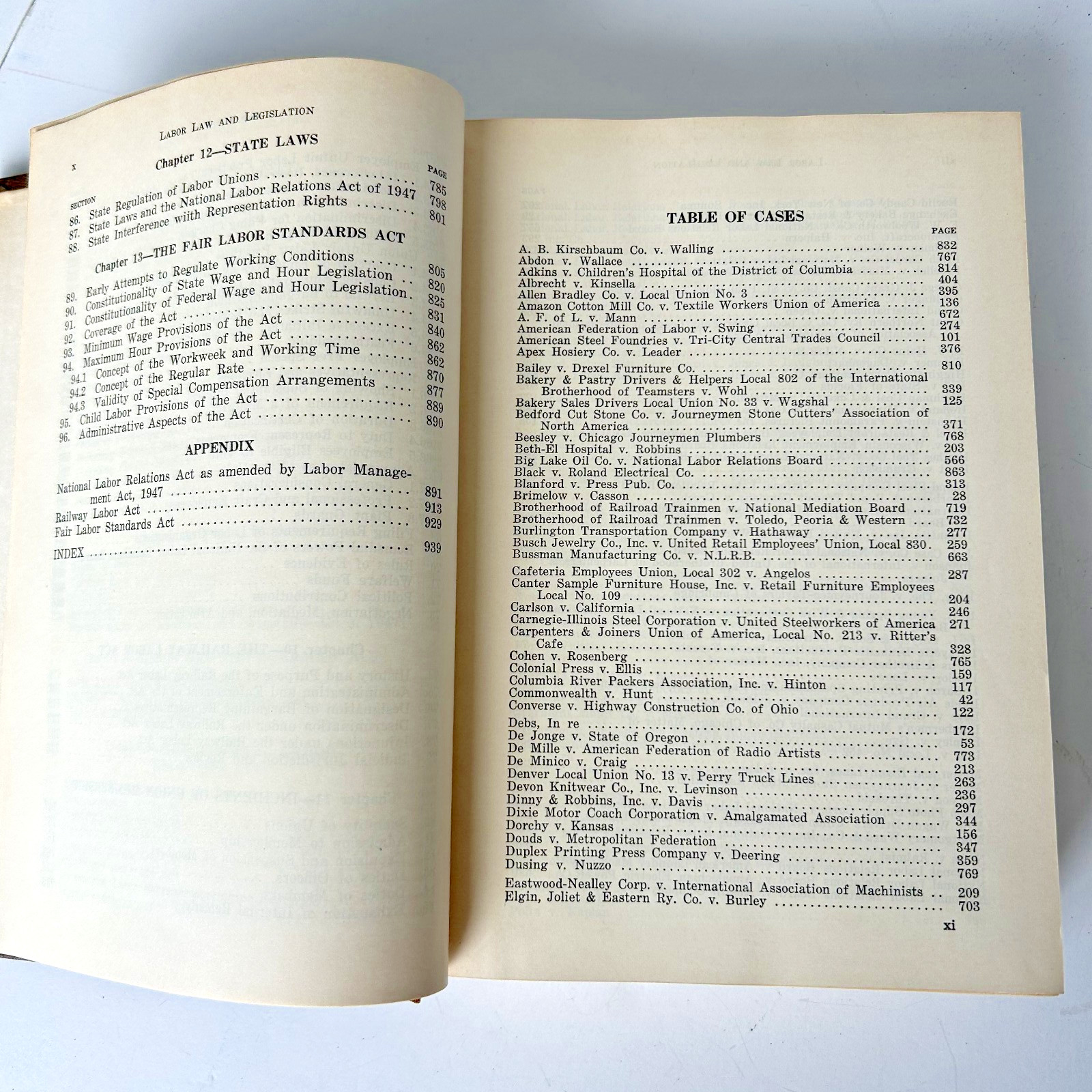 Labor Law and Legislation Hardcover Book By Stephen J. Mueller 1949 1st Edition