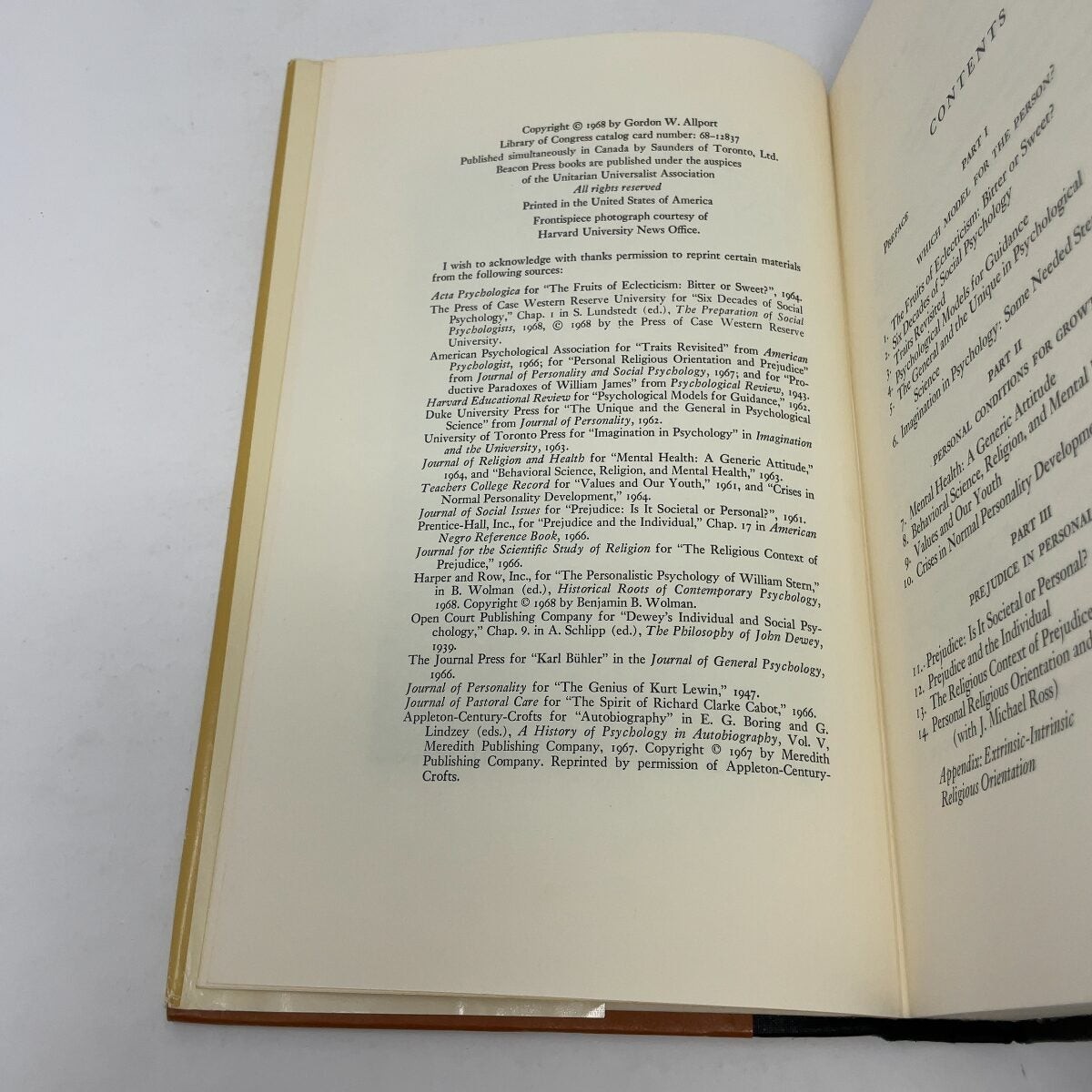 The Person in Psychology, Selected Essays by Gordon W. Allport HC First Edition