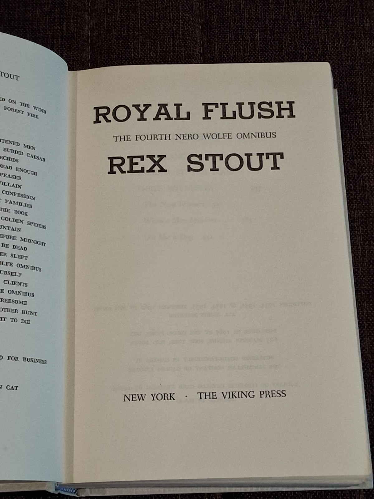 Rex Stout Royal Flush Nero Wolfe omnibus 1st EDITION VERY FINE