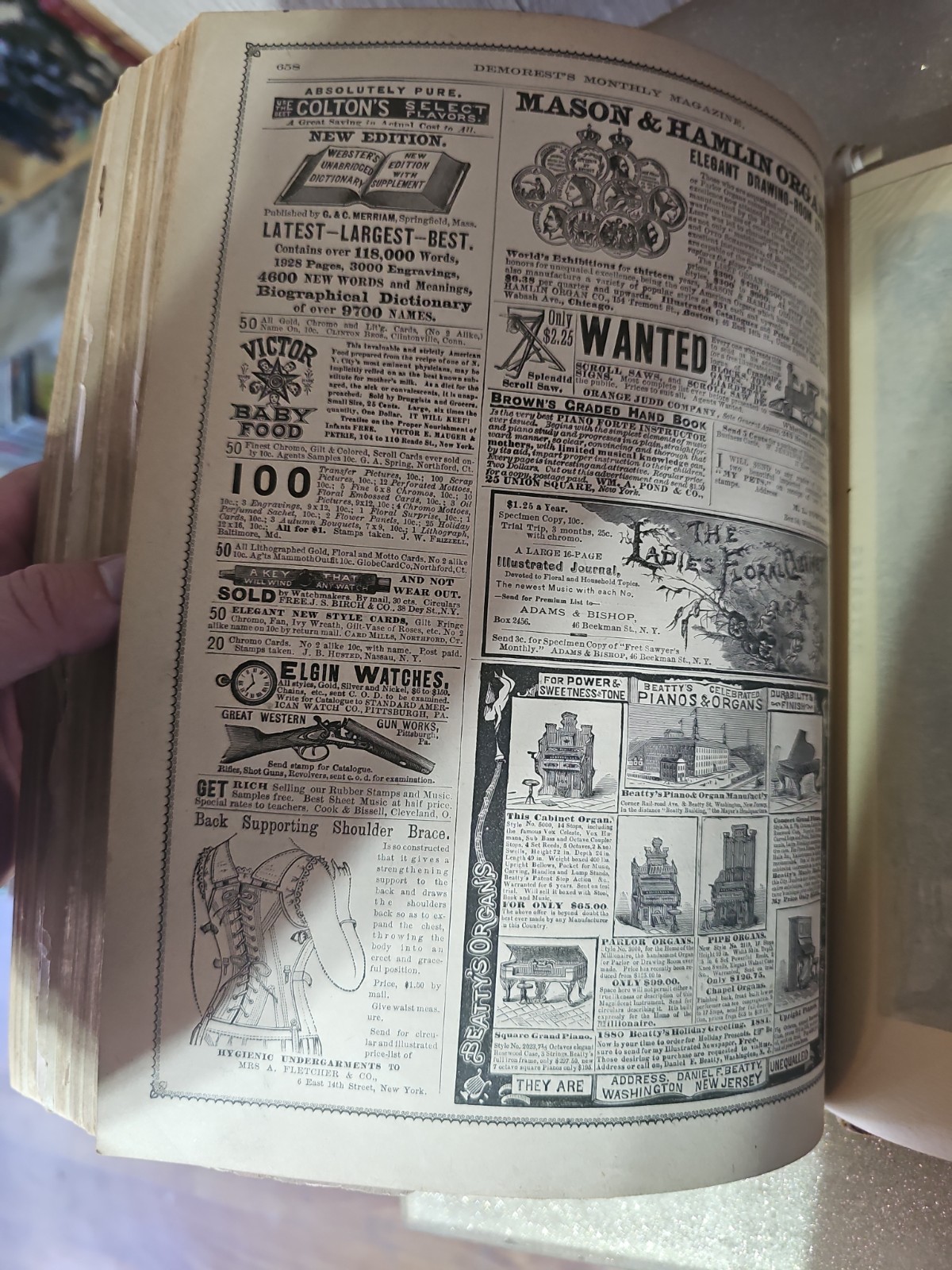 Vtg 1880 Demorest’s Monthly Magazine Illustrated Fashions Coiffure Jewelry Bound