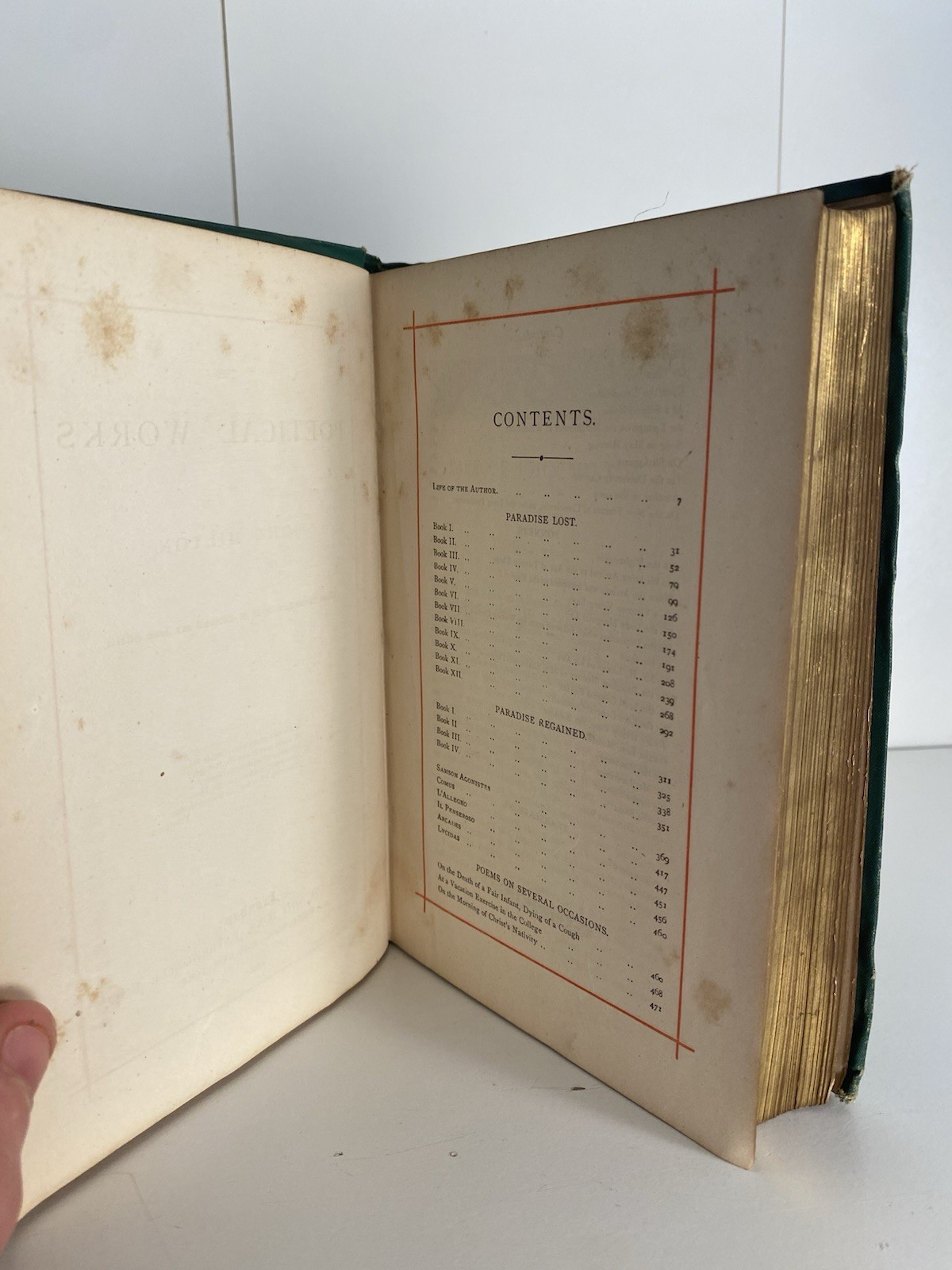 1880 John Milton Poetical Works Illustrated Antique Hardcover Victorian Binding