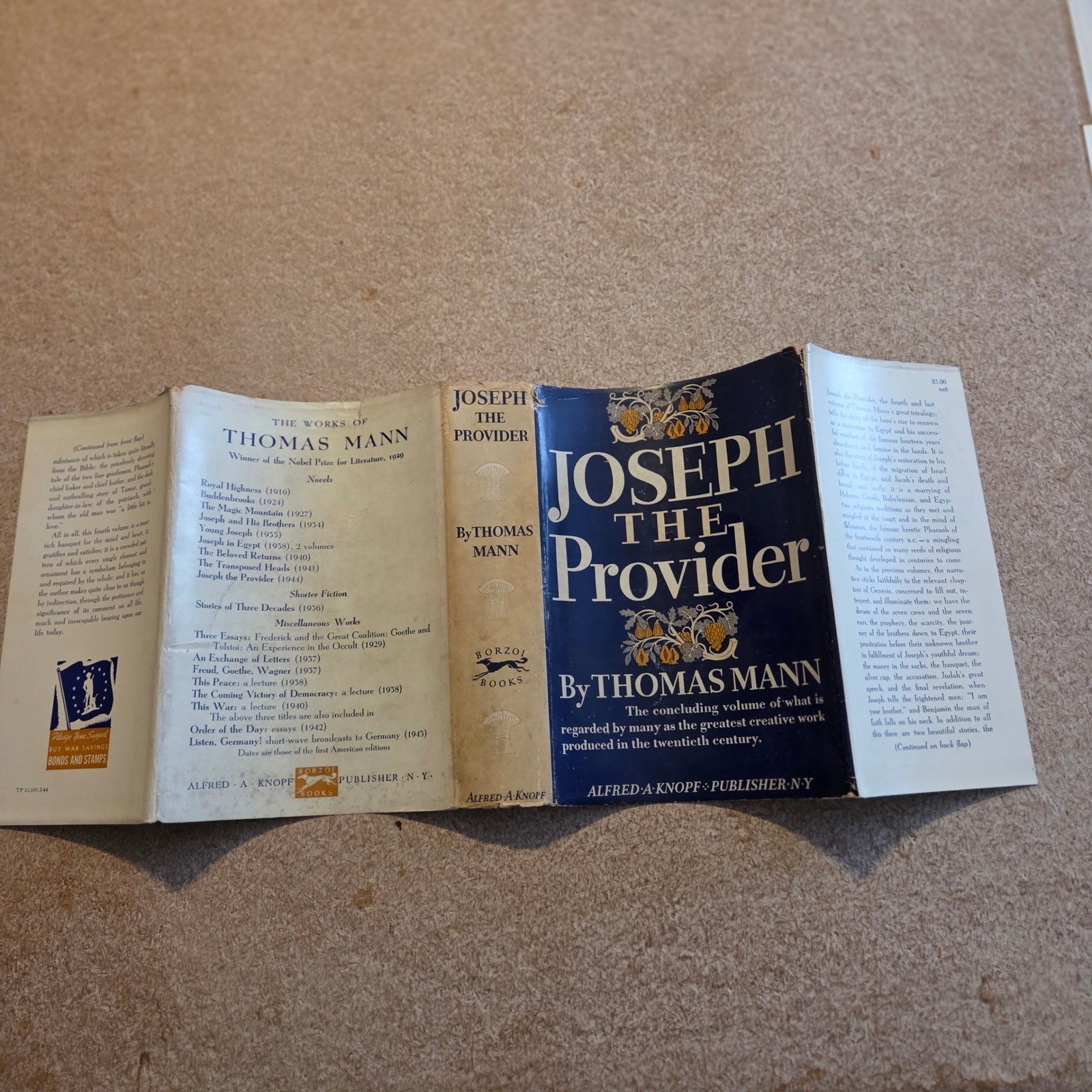 Thomas Mann Joseph the Provider 1st American Edition 1944 Hardcover Blue DJ