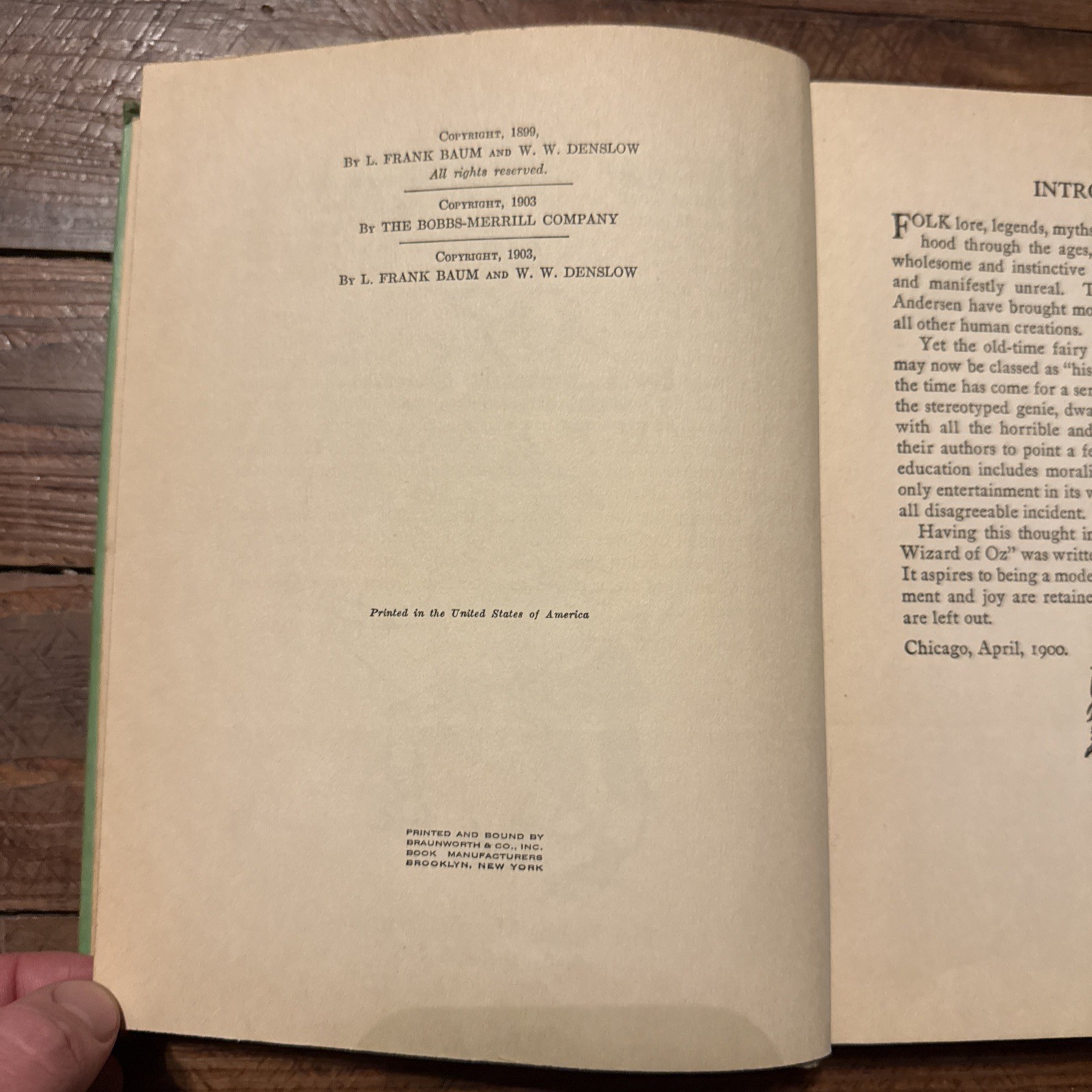 Vintage 1903 Edition of The Wizard of Oz Book by L. Frank Baum & W. W. Denslow