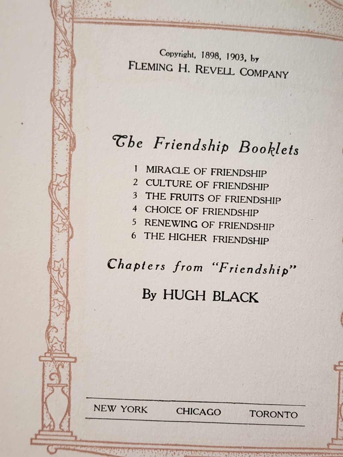 1903 The Culture of Friendship (Friendship booklets) by Hugh Black HC