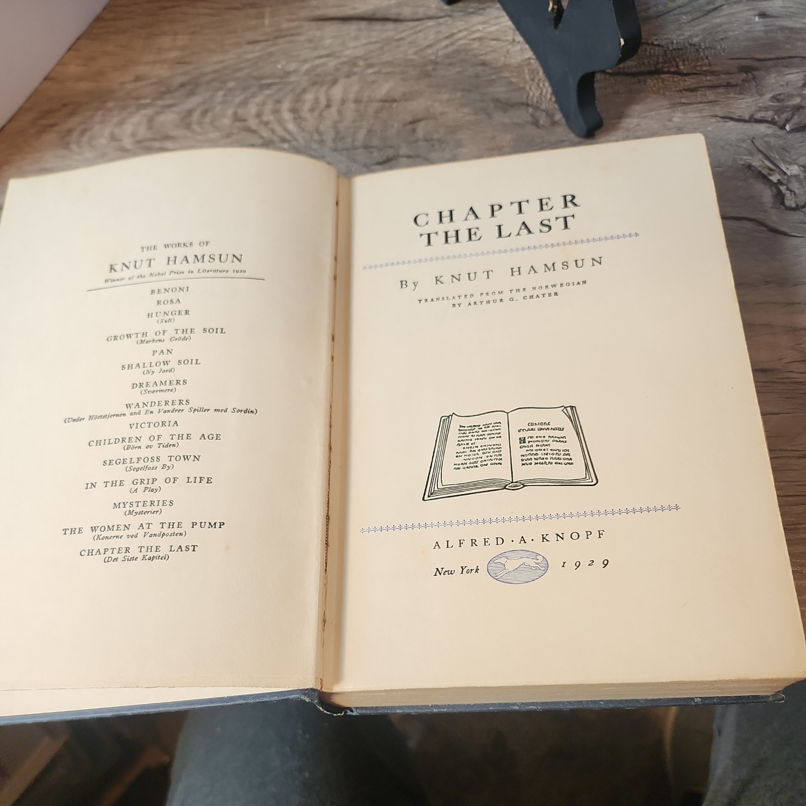 HAMSUN, Knut “Chapter the Last” [Alfred A. Knopf, 1929] 1st US Edition