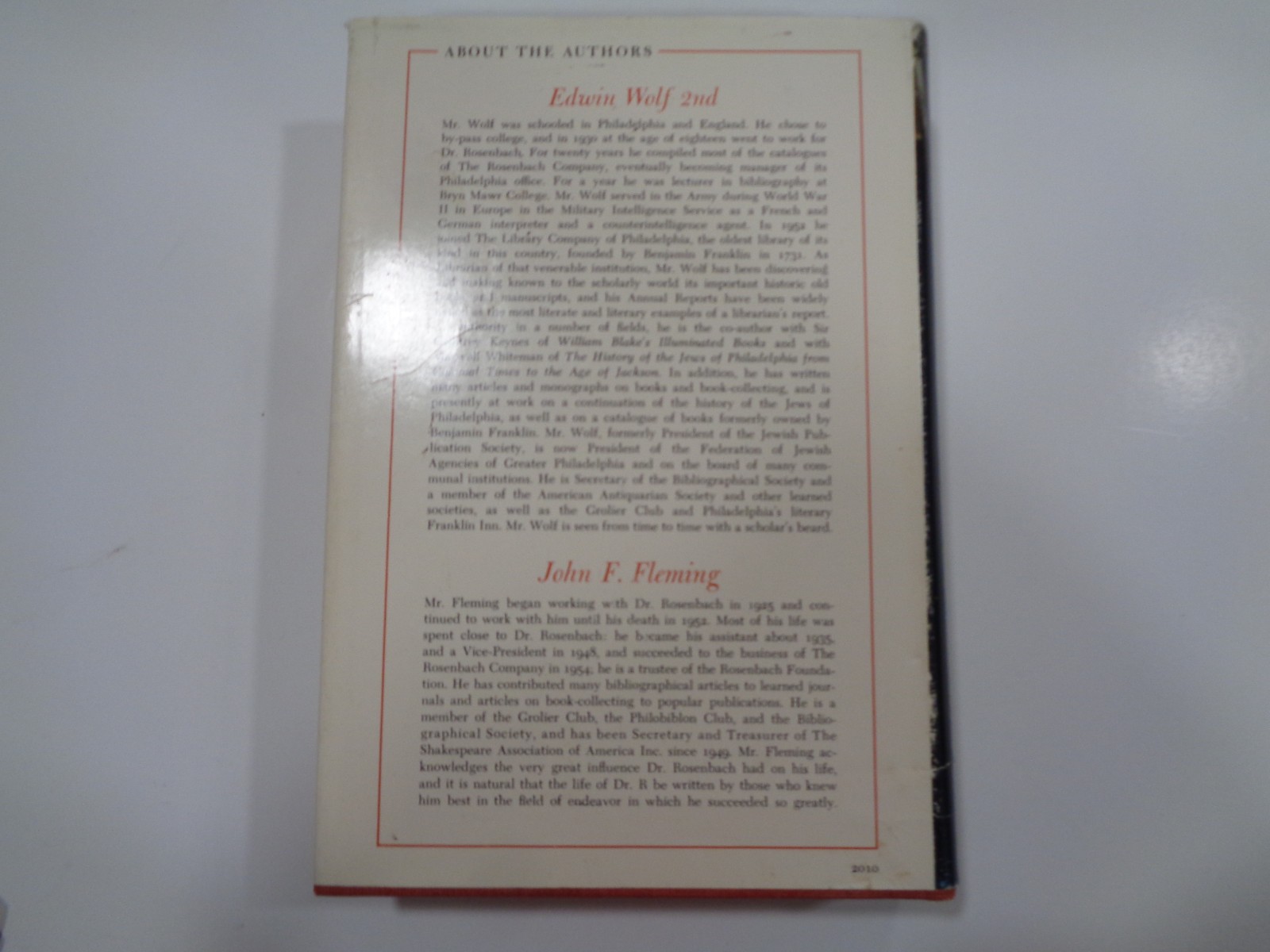 Rosenbach A Biography HBDJ 1st Edition 2nd Printing Bibliophile Rare Book Seller