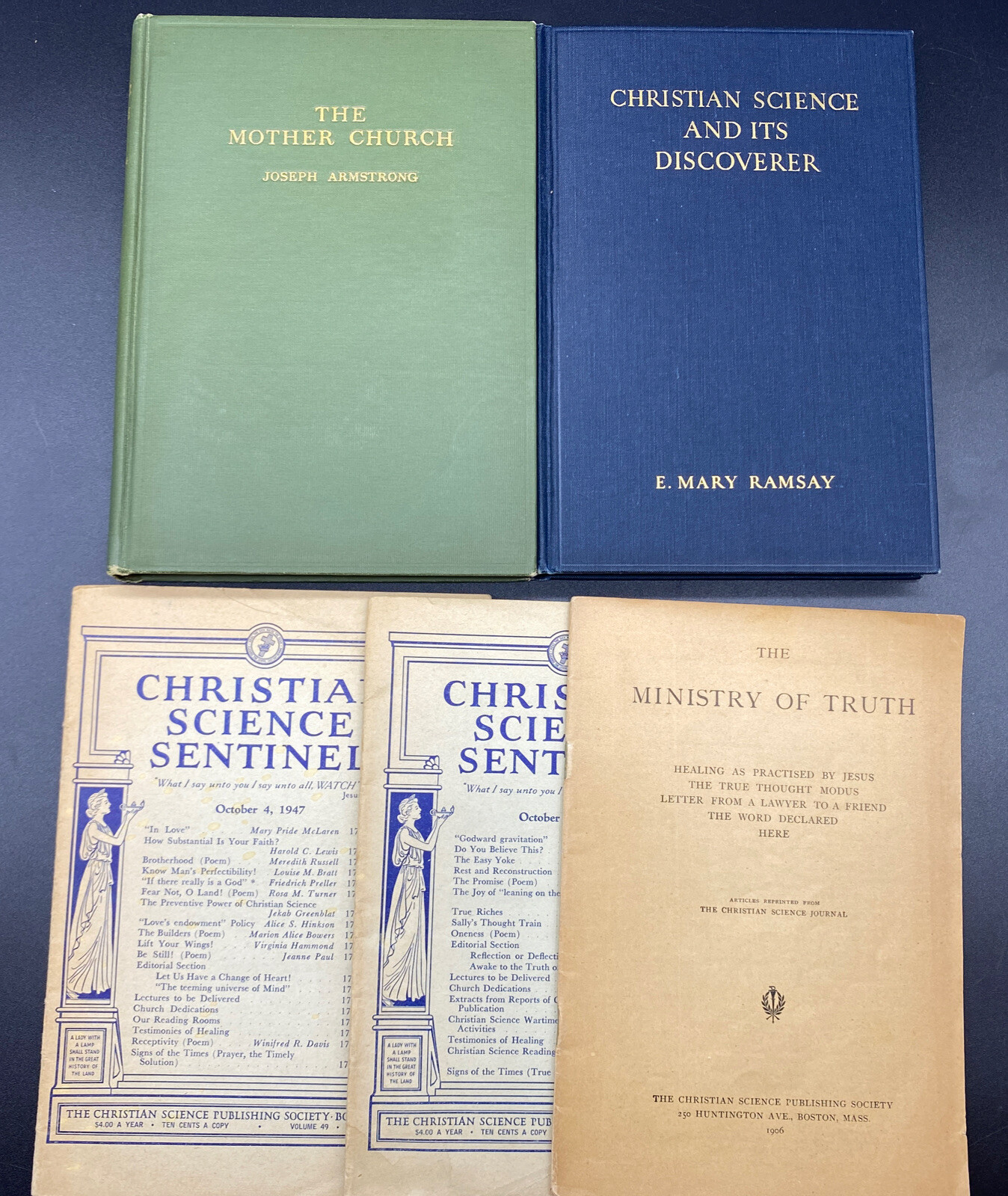 CHRISTIAN SCIENCE Lot 5 Books 1906 + Sam Greenwood~ Mary Ramsay ~J. Armstrong