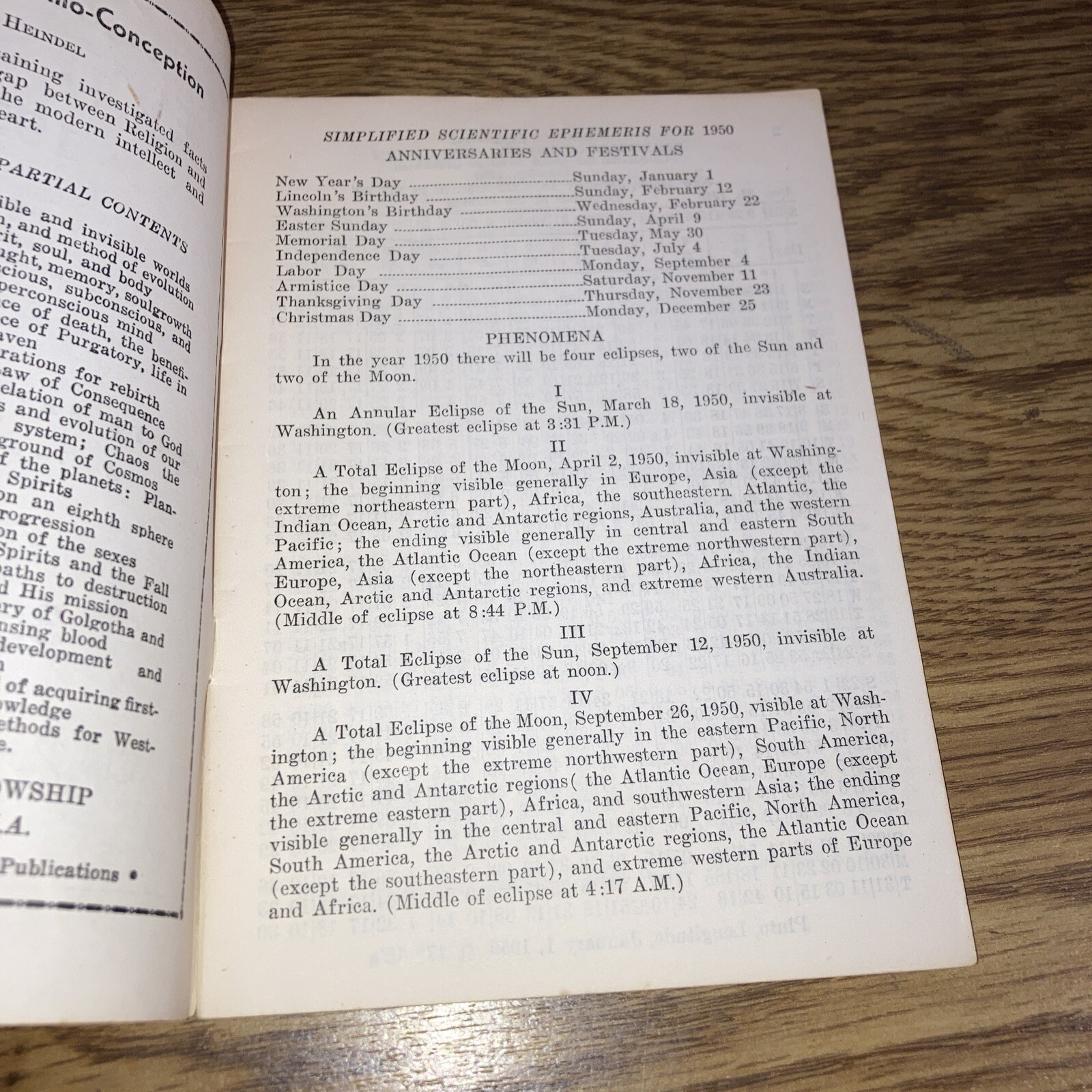 Simplified Scientific Ephemeris – Rosicrucian Fellowship 1950