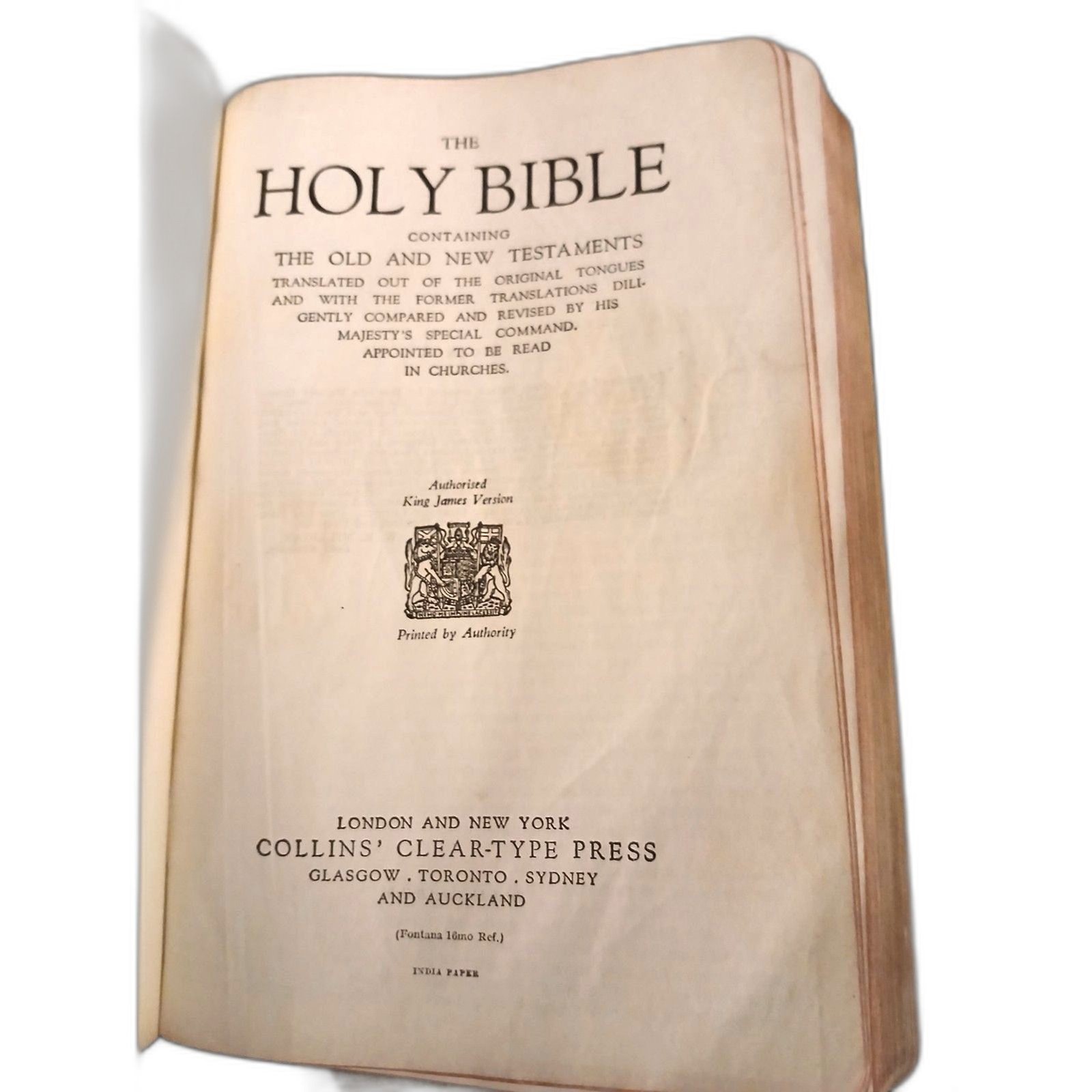 Vintage Collins Clear-Type Holy Bible KJV Real Morocco Leather India Paper