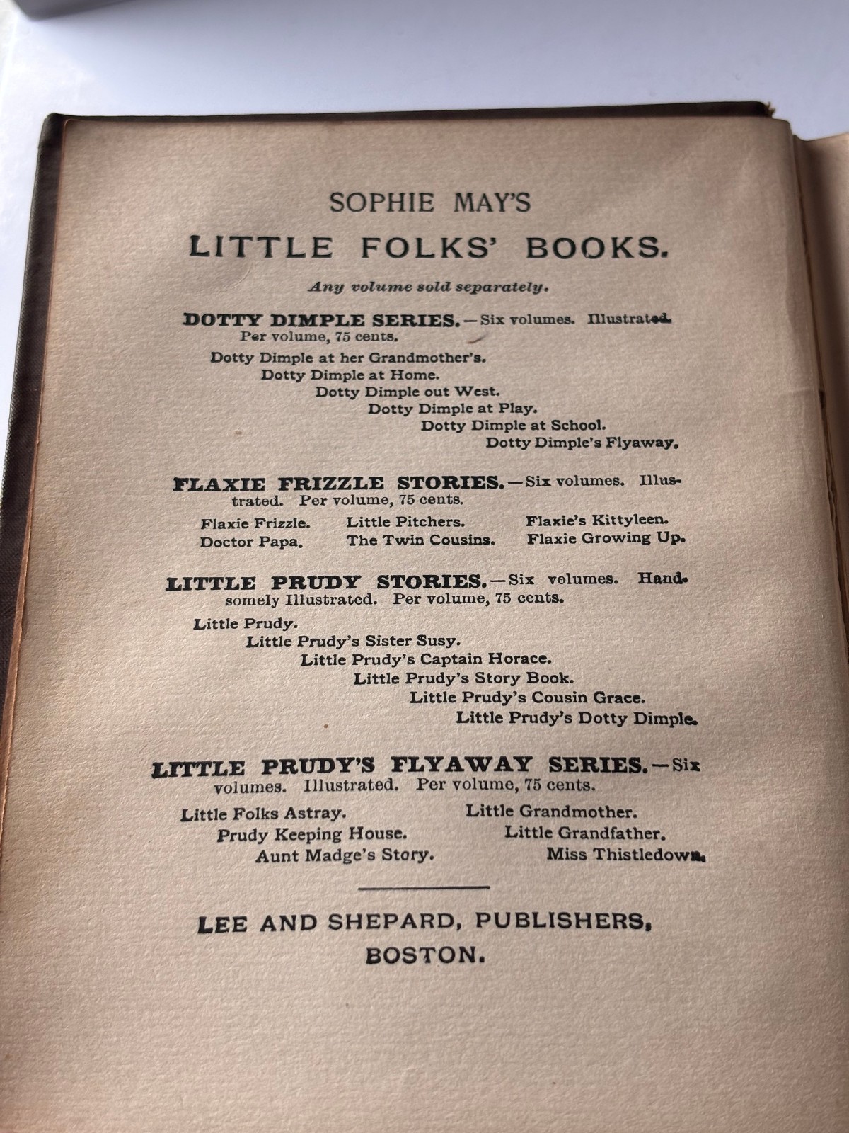 Antique Book Flaxie Frizzle Stories Twin Cousins Sophie May 1880 Lee Shepard