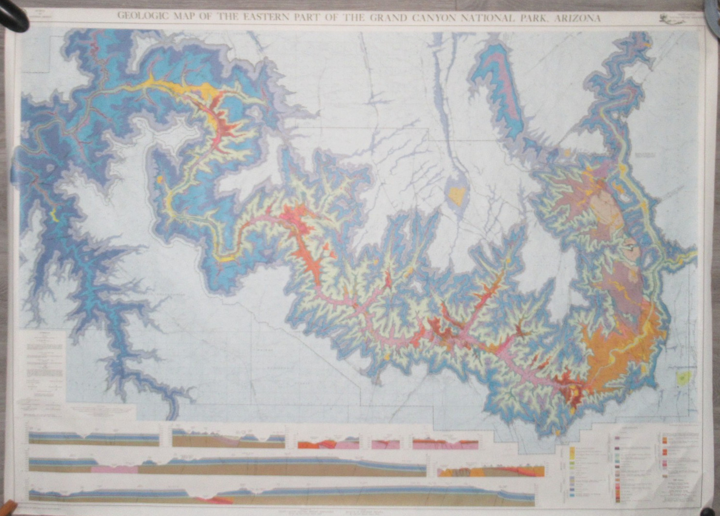 1980 Geologic Map of Eastern Grand Canyon Arizona Full Color Blue Dragon