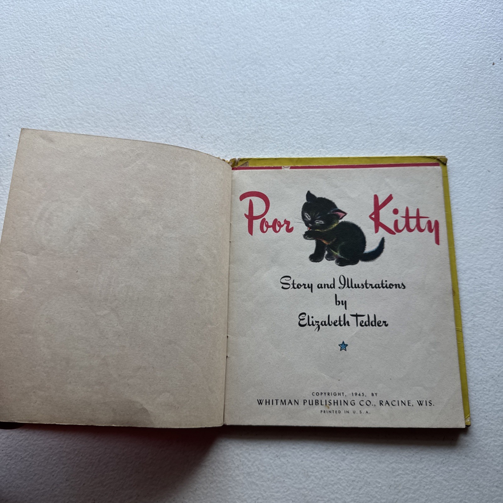 Poor Kitty By Elizabeth Tedder 1945 Vintage Kids Book Whitman Publishing Company