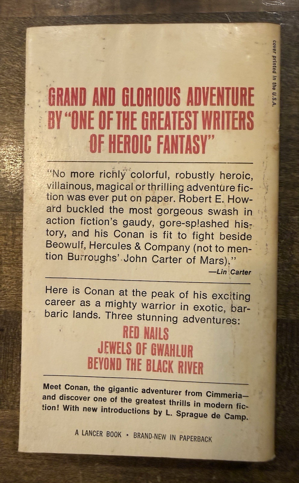 Conan The Warrior by Robert E Howard L Sprague de Camp 1967 Lancer Paperback G
