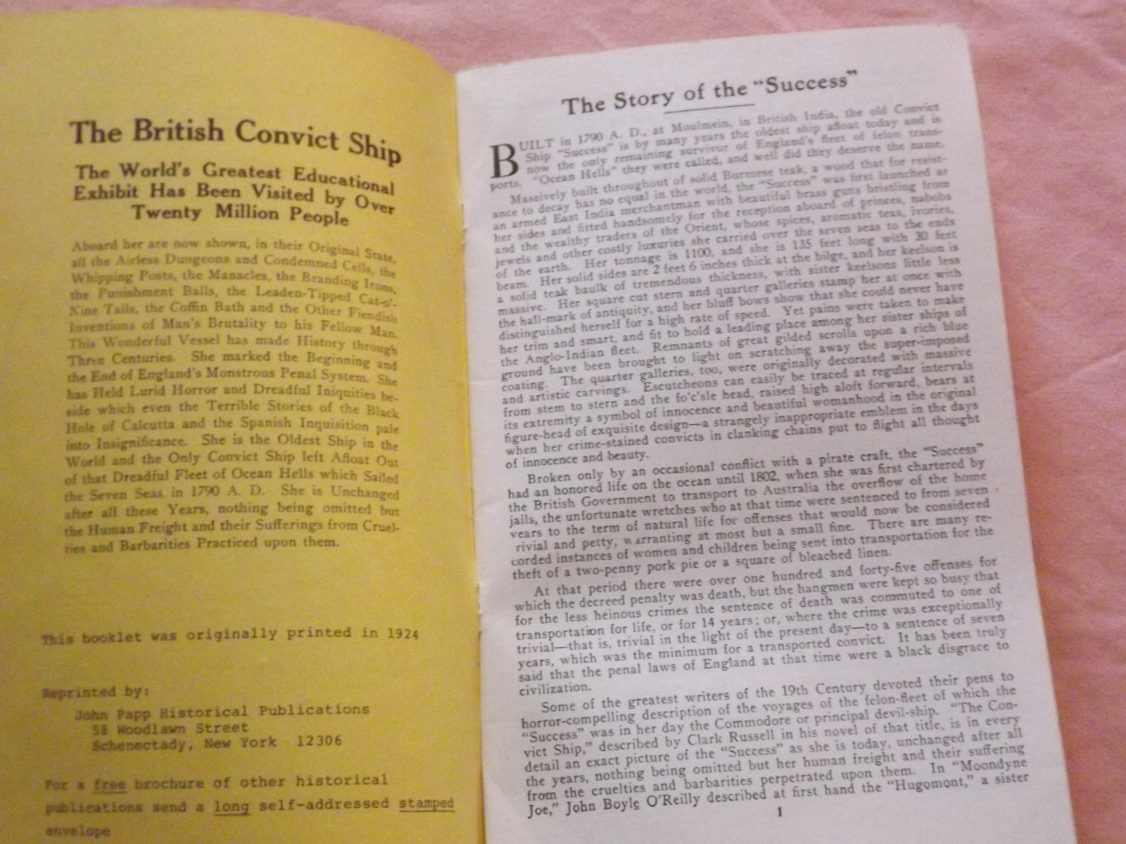 VINTAGE BOOK 1970S REPRINT LAST OF ENGLAND’S FELON FLEET CONVICT SHIP BOOKLET
