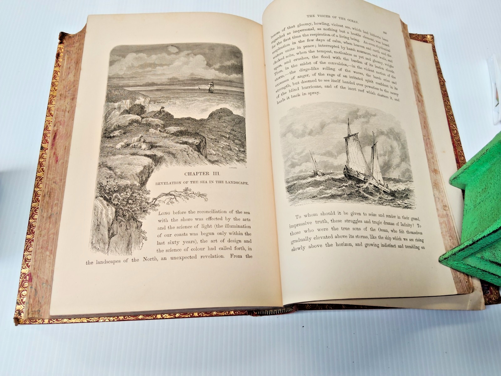 Stunning Antique Book 1893 Michelet Nature Embossed Leather Ipswich Grammar -AF