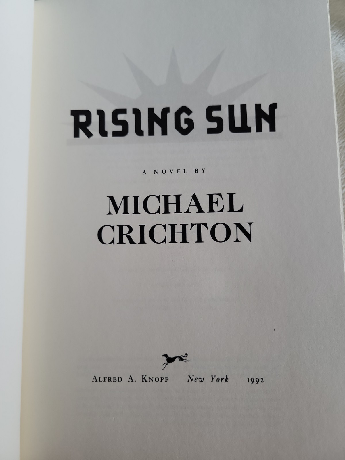 RISING SUN by Michael Crichton 1992 First Trade Edition Book