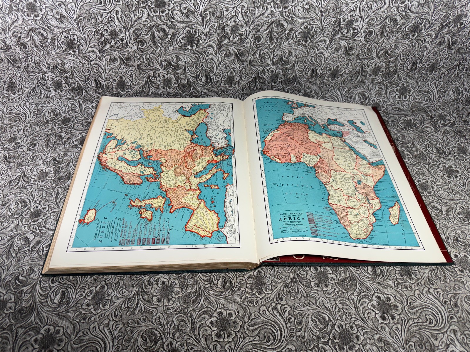 Antique 1942 Rand McNally World Atlas Premier Edition Book Maps Charts War Era