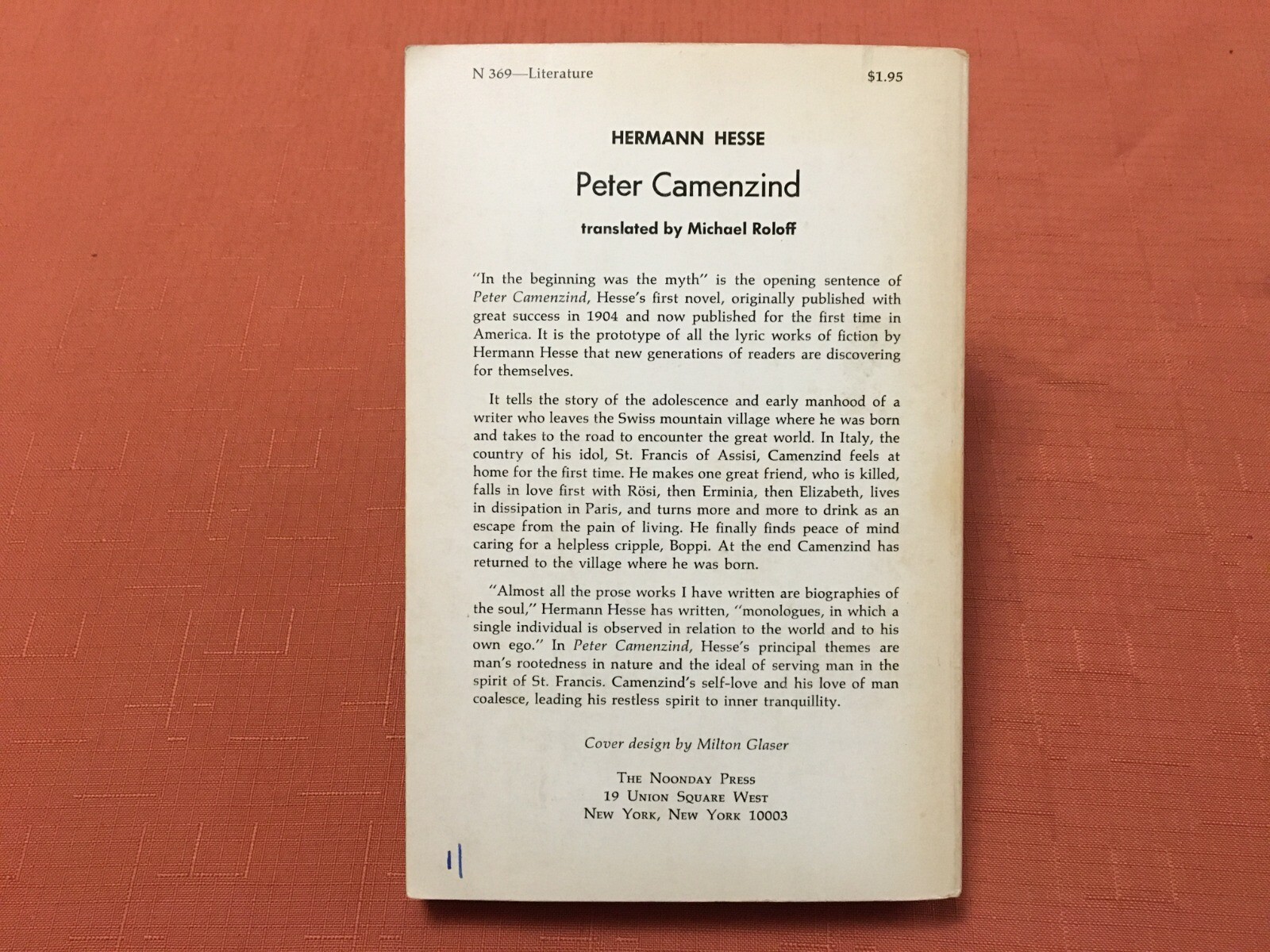 Peter Camenzind – by Hermann Hesse – 1969 – 3rd Print, Softcover – FSG Edition
