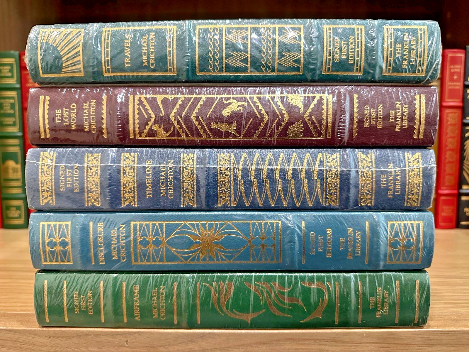 (5) Michael Crichton, Franklin Library Leather Signed 1st Edition (SEALED) New