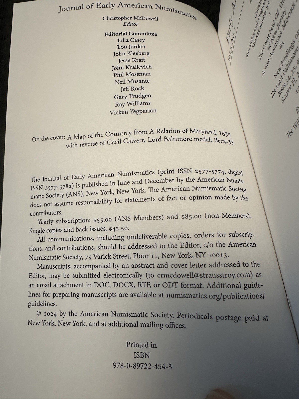 Journal of Early American Numismatics 7.1 by American Numismatic Society