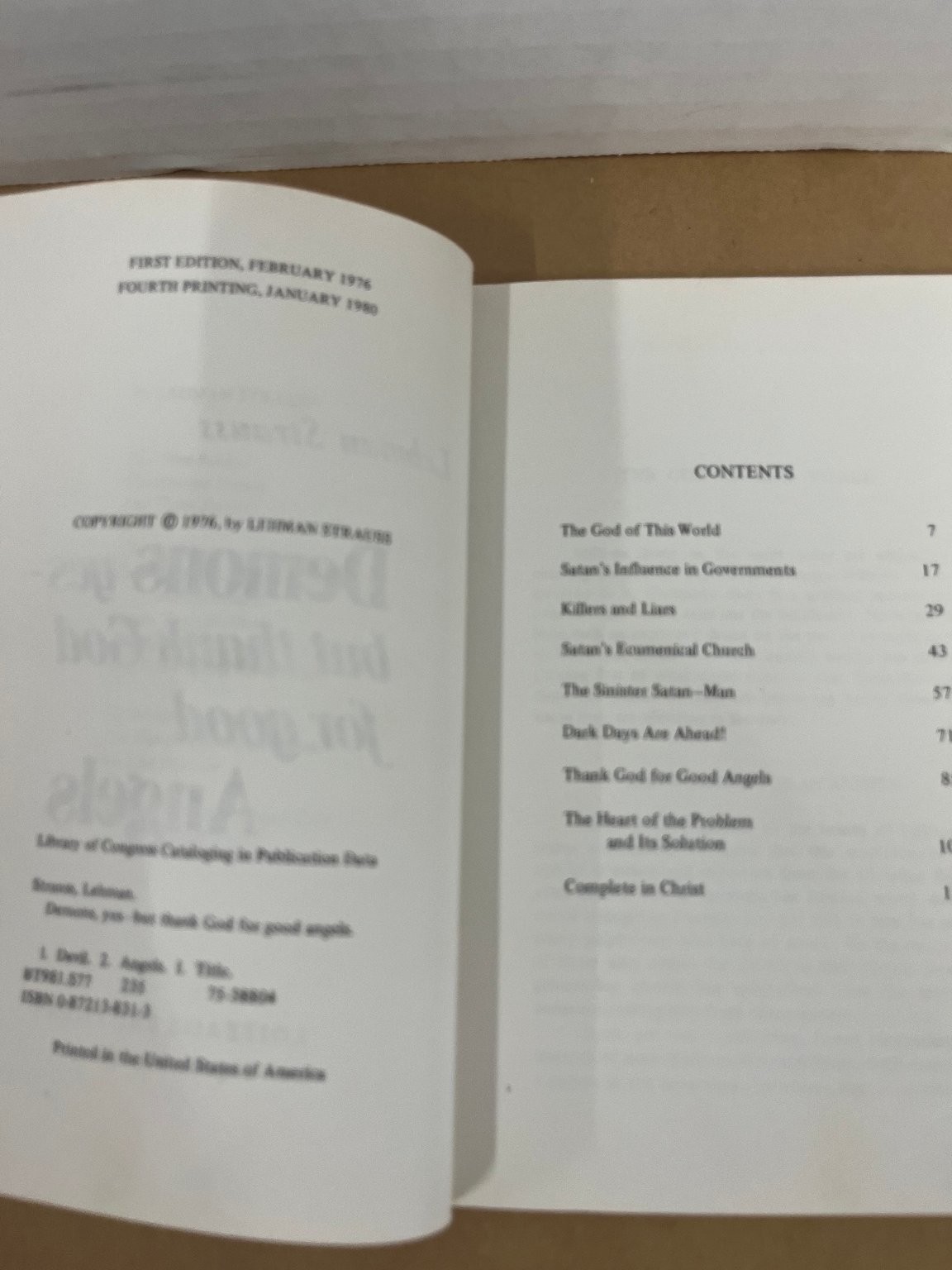 Demons Yes – But Thank God for Good Angels LEHMAN STRAUSS 1980 4th Printing