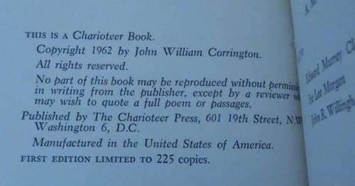 WHERE WE ARE by John William Corrington 1962 Charioteer Press Ltd Ed
