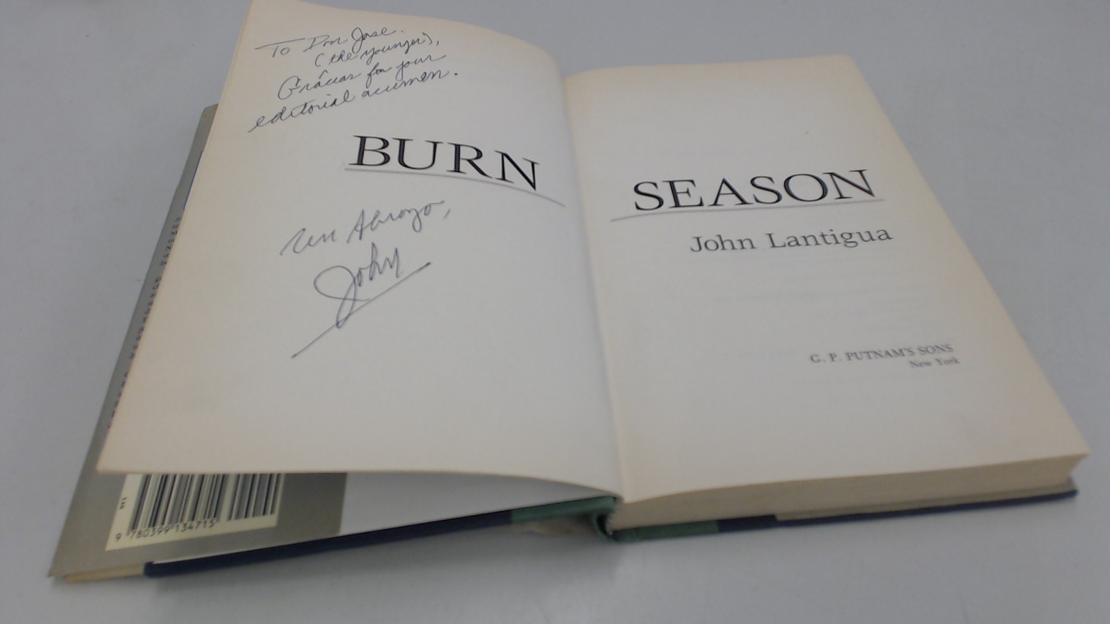 Burn Season, Lantigua, John, Putnam Pub Group, 1989, Hardcover