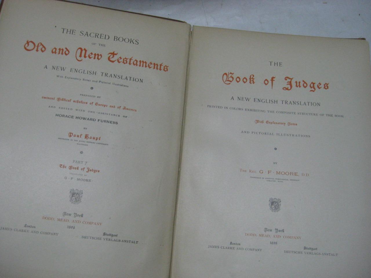 1898 New York THE BOOK OF JUDGES polychrome edition by George Foot Moore