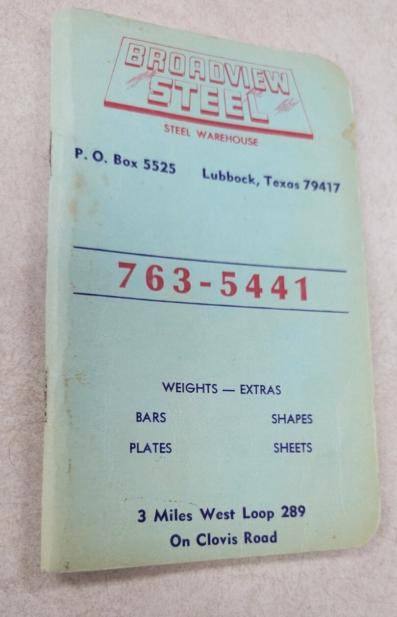 Broadview Steel Warehouse Supply Catalog Lubbock, Texas 48 pg. VTG