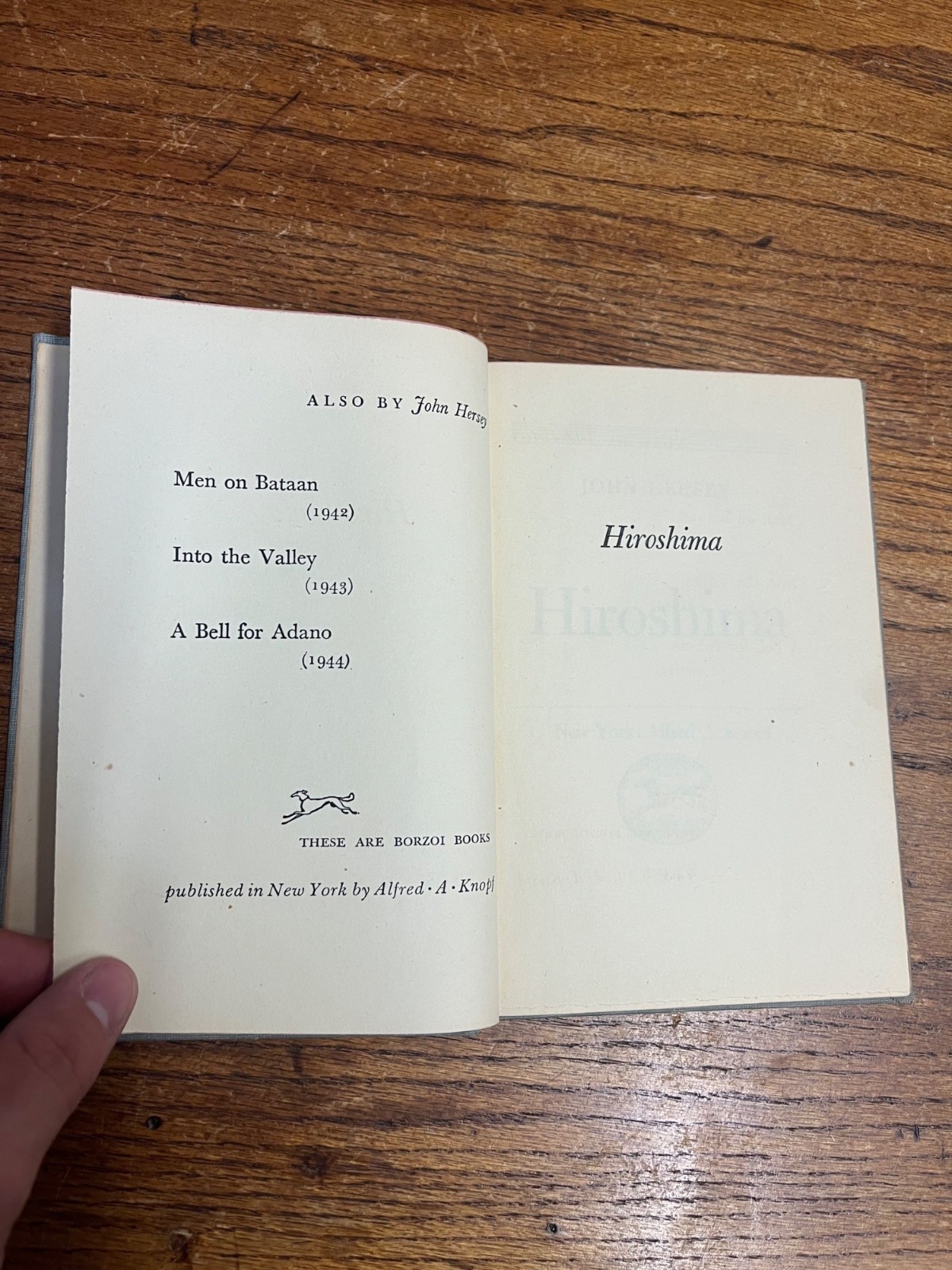 Hiroshima by John Hersey 1946 First Edition Hardcover Alfred A. Knopf (Borzoi)