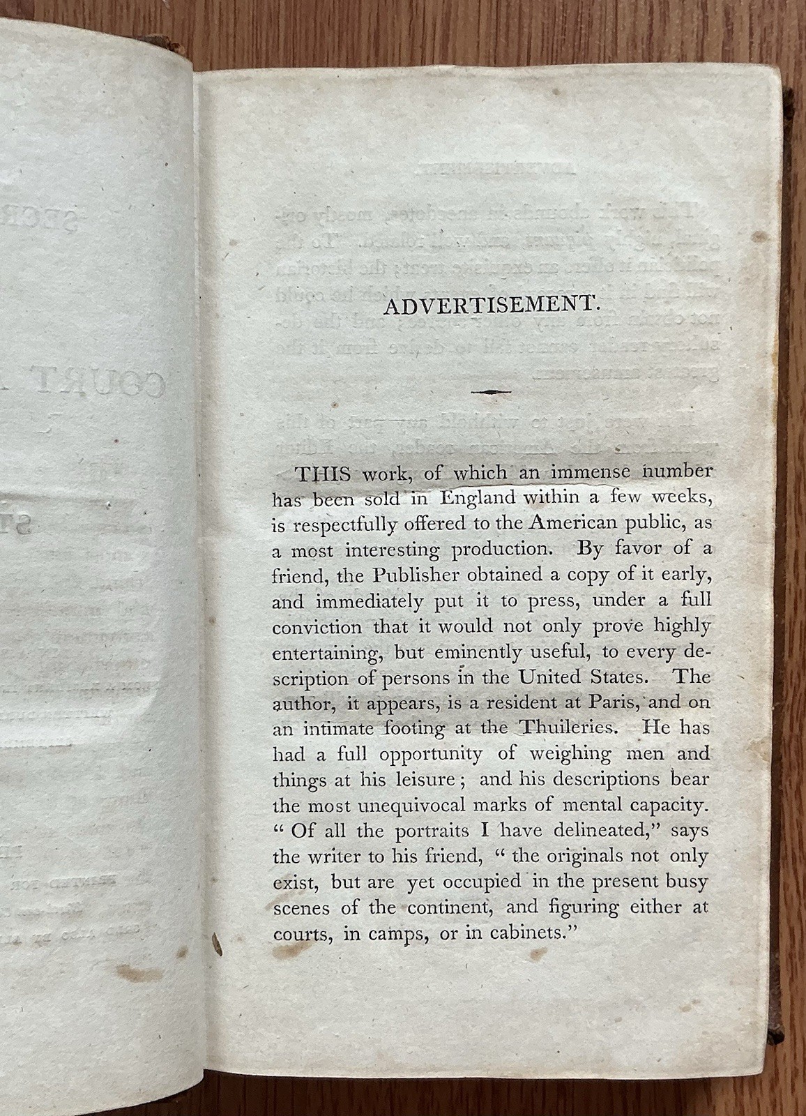SECRET HISTORY COURT CABINET OF ST CLOUD 1806 US Ed Old Leather Book / FRANCE