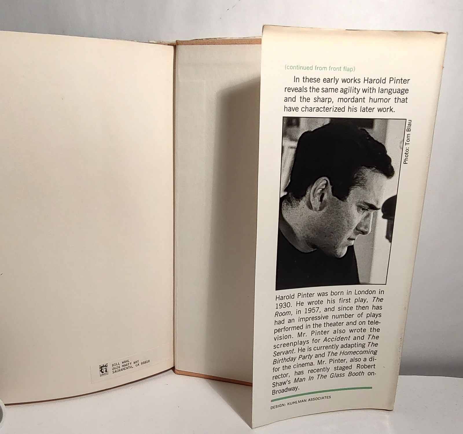 A Night Out, Night School, Revue Sketches Harold Pinter HC DJ 1967 UNMARKED