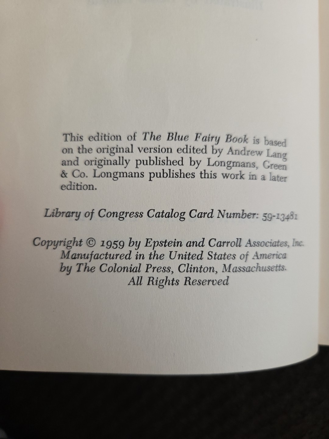 The Blue Fairy Book-Andrew Lang-First Looking Glass Library Edition!-1959-RARE!
