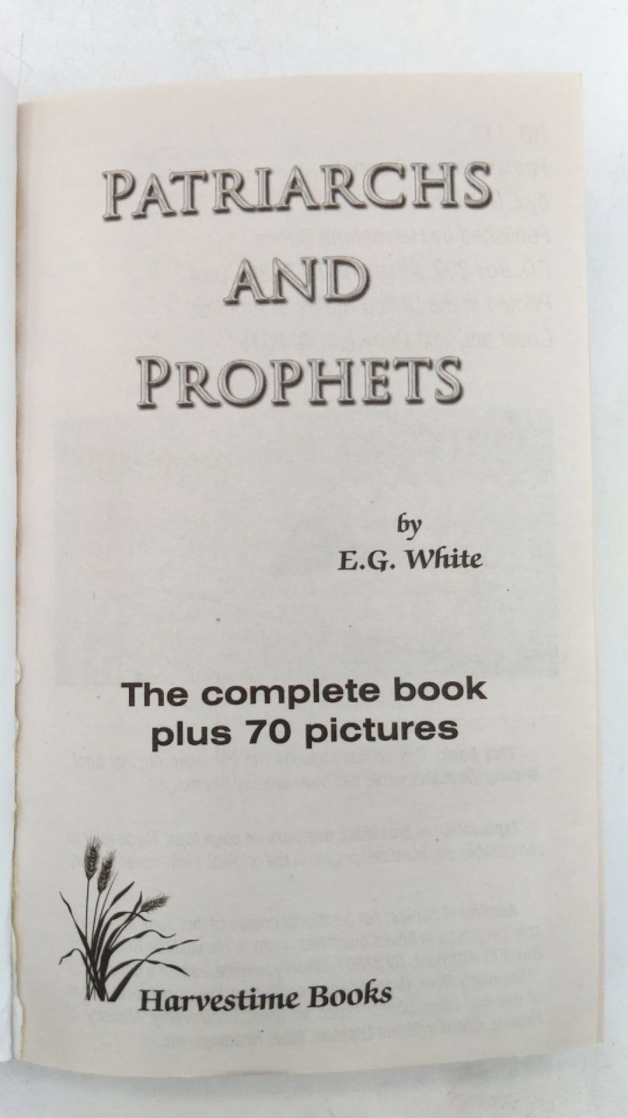 Patriarchs and Prophets E.G. White Hardcover 2018